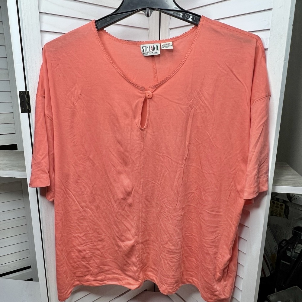 Vintage Stefano International Coral Keyhole Front Plus Top Women's 26/28W EUC